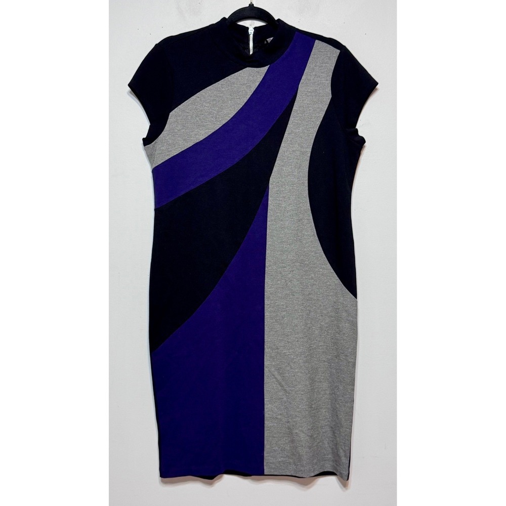 Chico's Travelers‎ Mod Colorblock Knit Dress Size 1 Medium Op Art 60s Revival